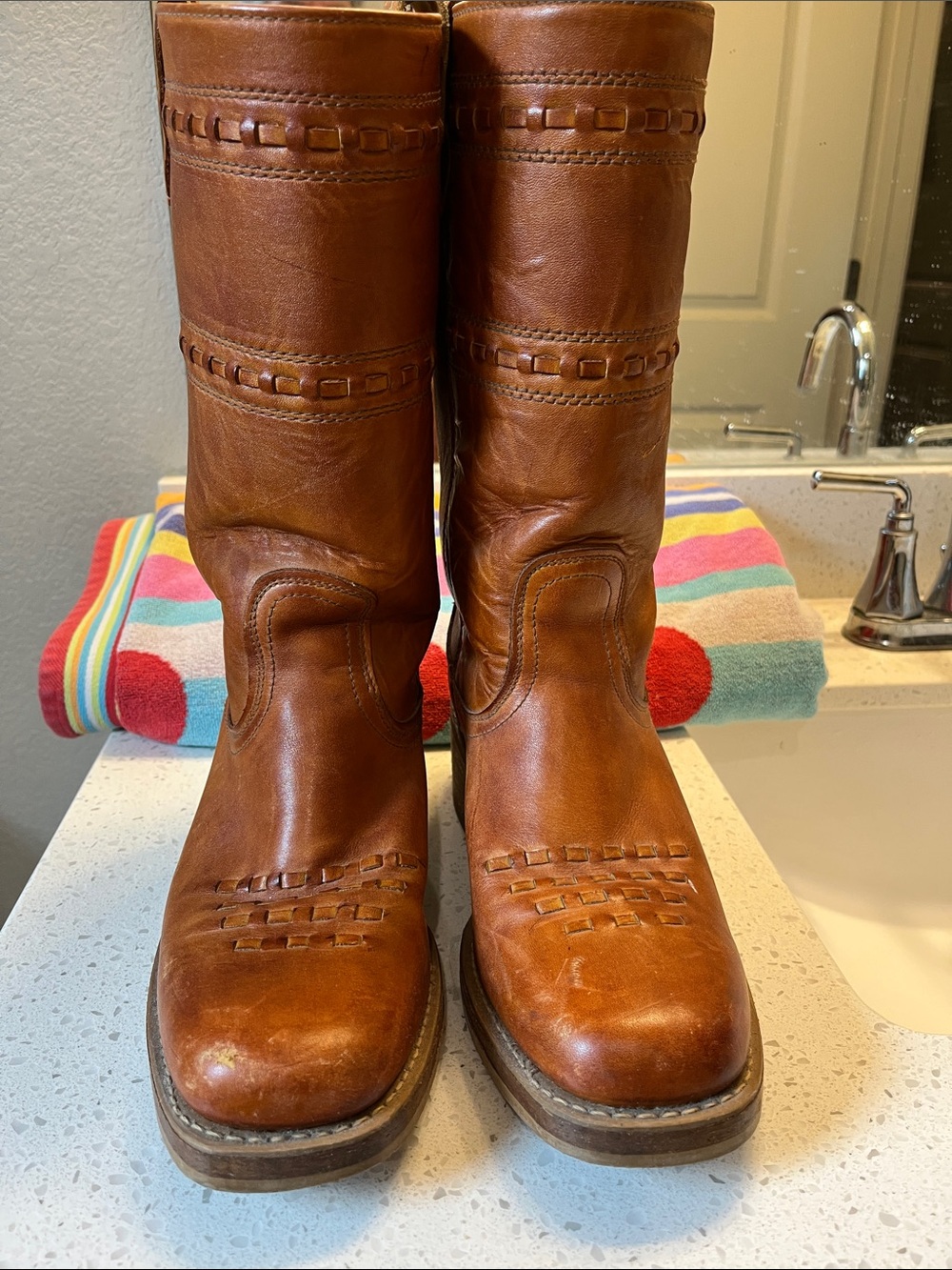 Women’s Tall Leather Heeled Frye campus like boots